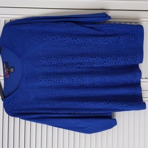 Peck & Peck Royal Blue Size M Velour Blouse